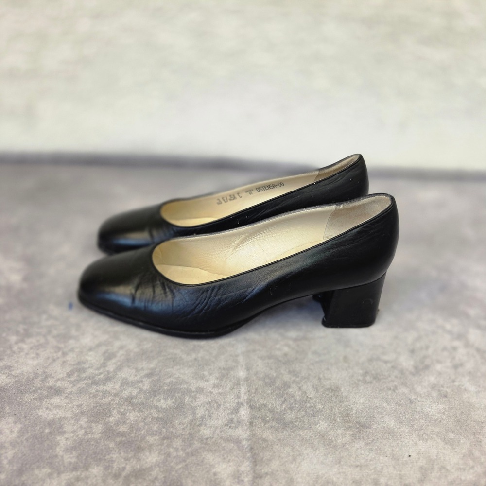 Bally Bellezza Black Leather Block Heel Pumps Swiss Made EU 3 US 5.5 OSTENSA-00